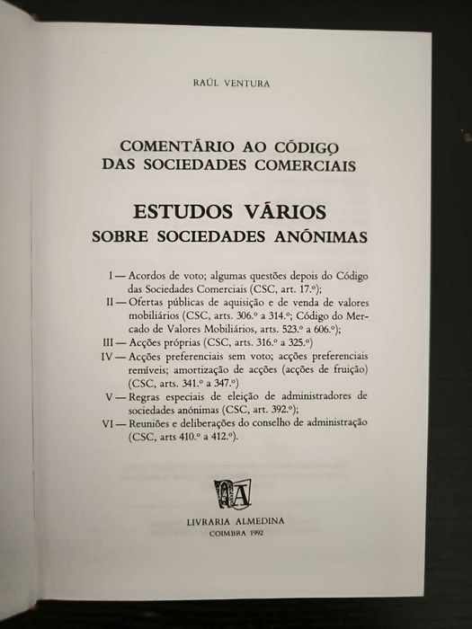 Estudos vários sobre sociedades anónimas - Raúl Ventura