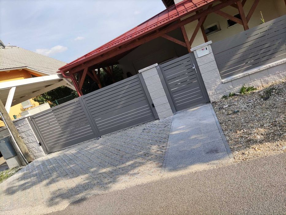 Nowoczesna brama aluminiowa model: Lamello Żaluzja bez prześwitu