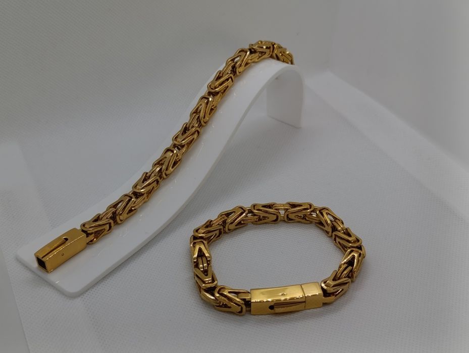 Piękny zestaw łańcuszek z bransoletką królewski zapięcie na szufladkę