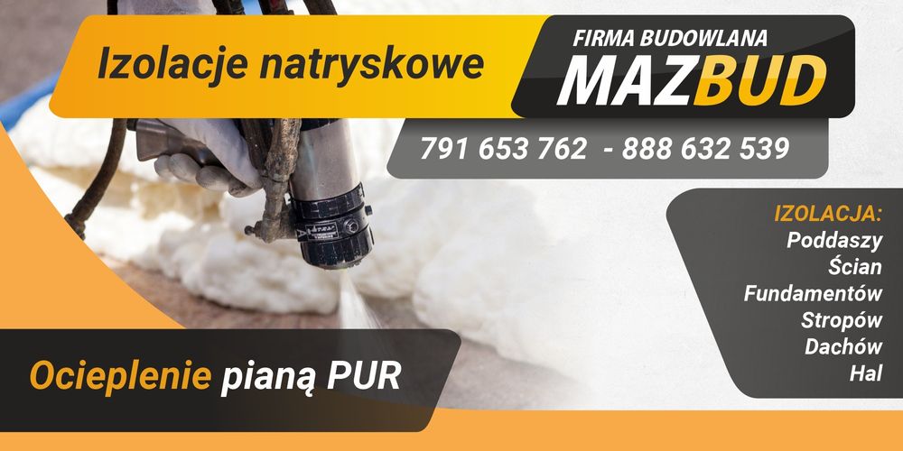 Izolacje Natryskowe, Ocieplenie pianą PUR - CAŁE ŁÓDZKIE