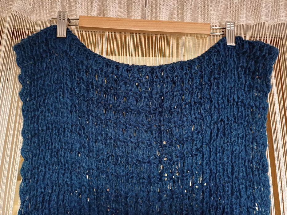 Cachecol de lã azul, tipo gola