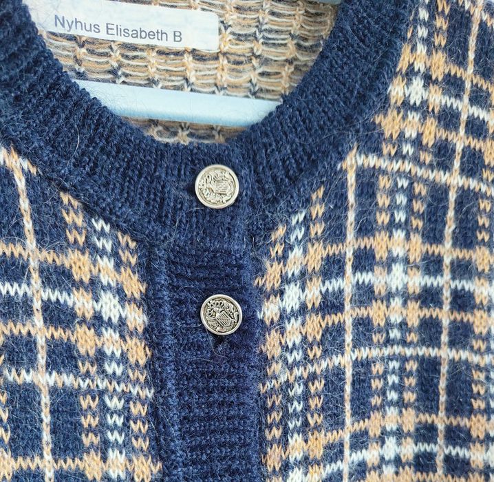 Sweter kardigan vintage M 38 Edinburgh moher wełna krata retro