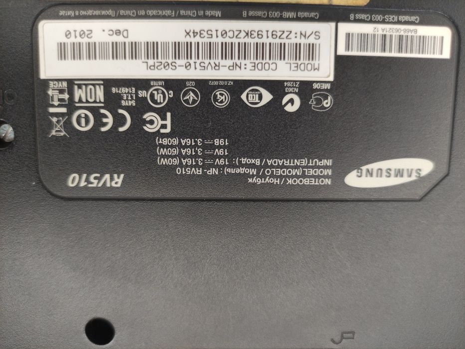 Laptop Samsung rv510 niesprawny
