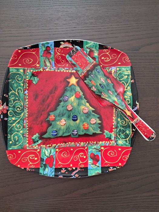Prato Natal e espátula em porcelana