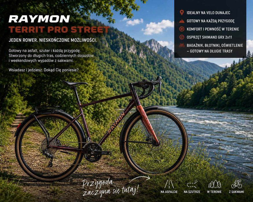 Raymon Territ Pro Street – Gravel, bikepacking, Shimano GRX, rama alu