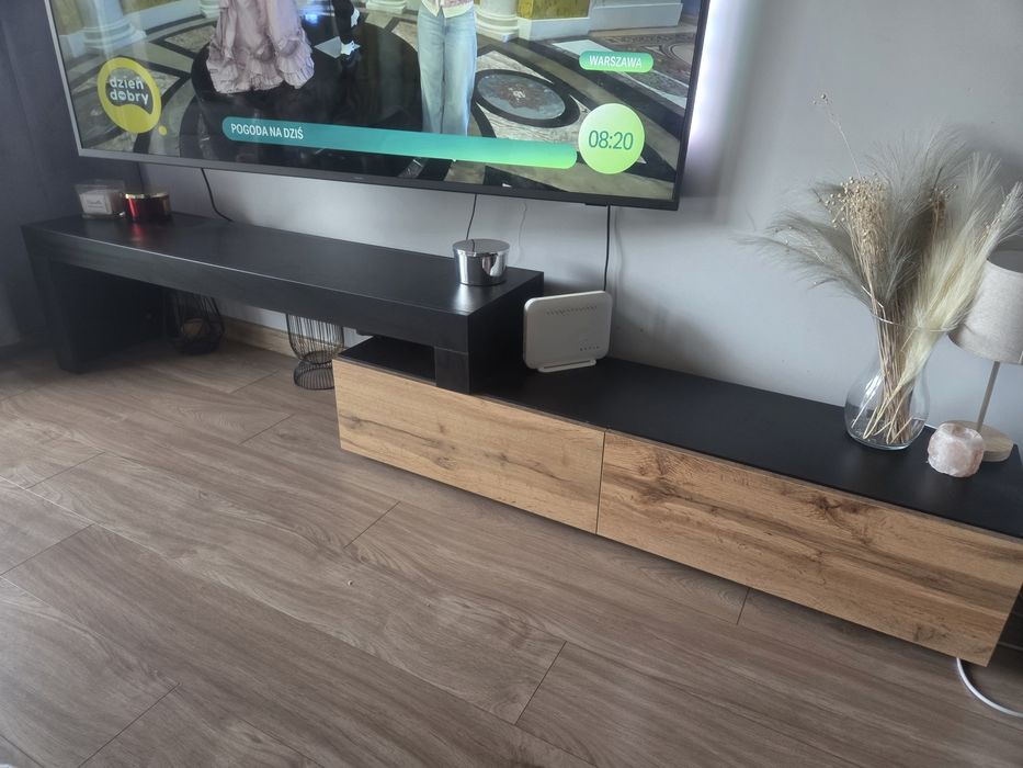 Szafka pod tv rtv regulowana czarna dąb wotan