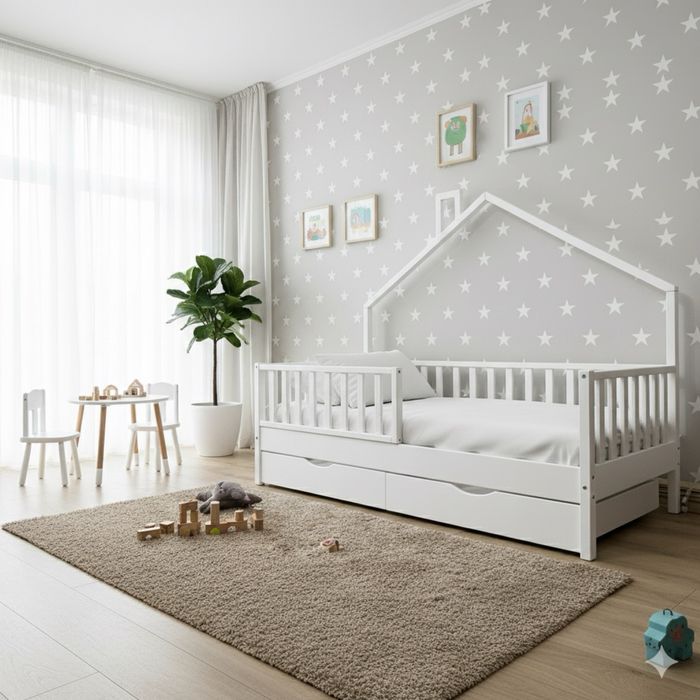 Детская кровать ліжко столик монтессорі матрац горище с крышей