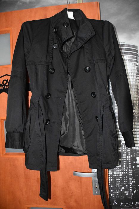 VERO MODA cienki bawełniany czarny płaszczyk,trencz roz M