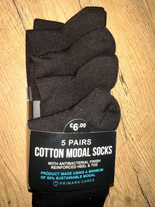 Primark 5 x skarpety czarne gładkie nowe 41-43
