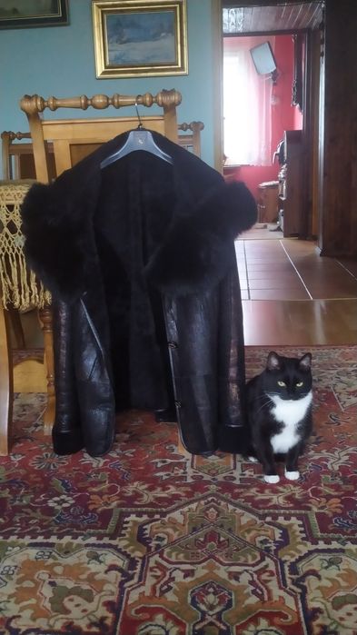 Kożuch naturalny z kapturem