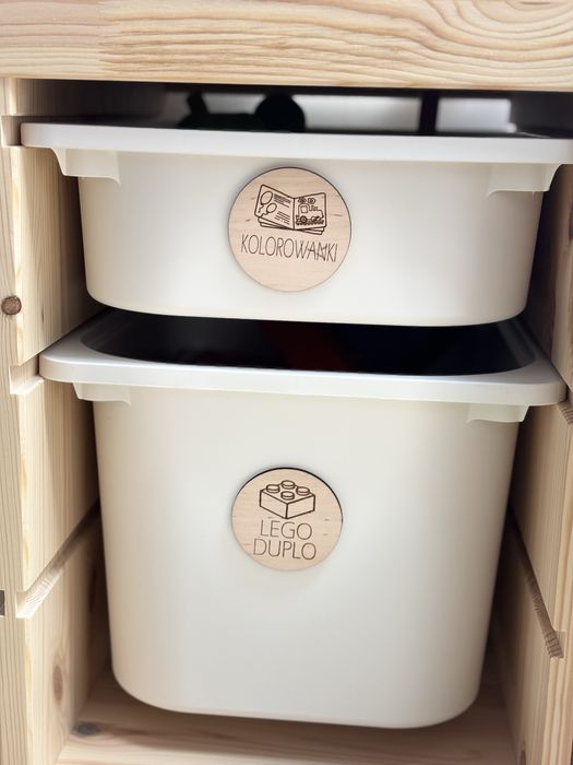 Drewniane plakietki na pojemniki trofast / tabliczki