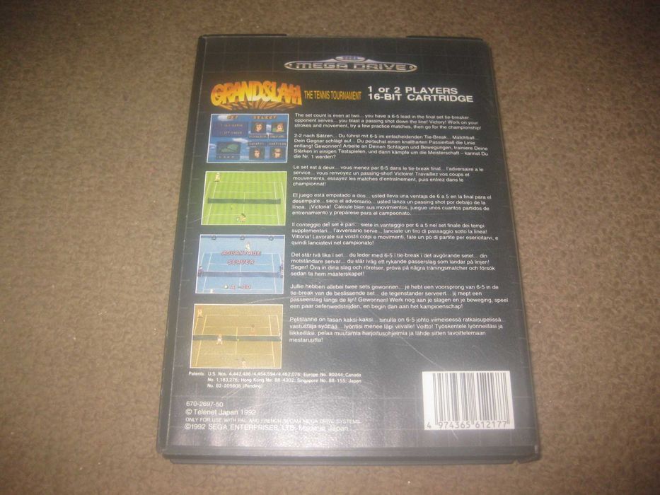 Jogo "GrandSlam: The Tennis Tournament" para Sega Mega Drive/Completo!