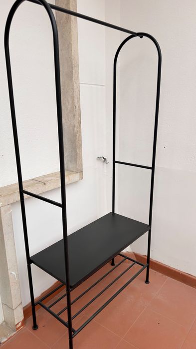Suporte p/cabides c/arrum p/sapatos, antracite, 90x36x175 cm