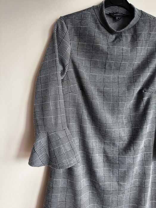 Elegancka, szara sukienka w kratę marki Primark 42/XL