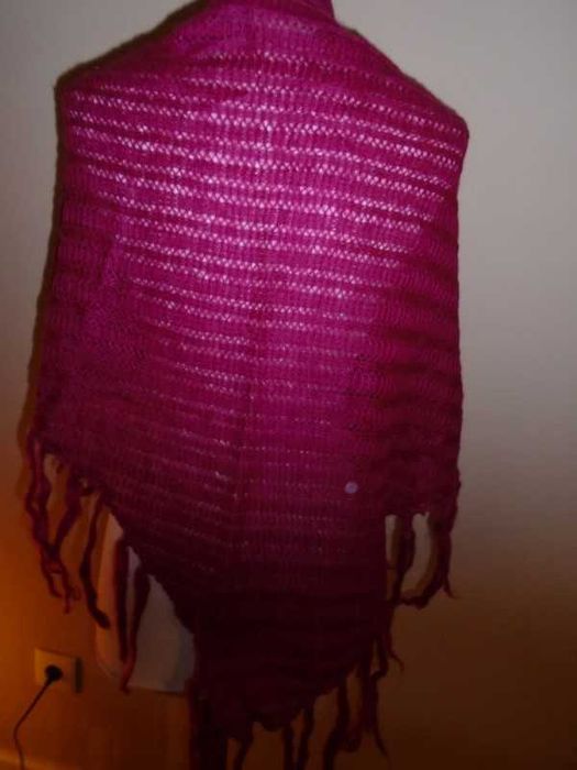 Xaile malha cor rosa fúchsia