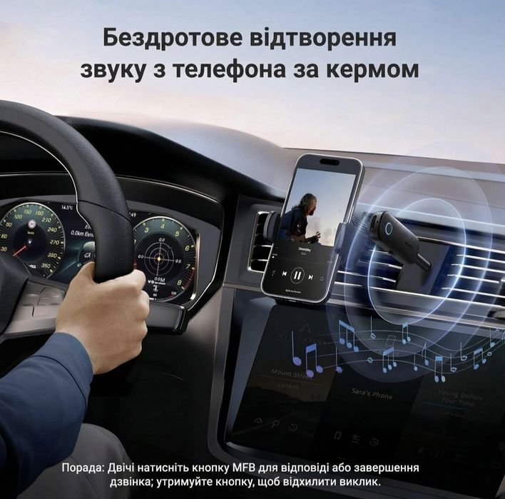 Bluetooth-адаптер Ugreen CM403 2-в-1 Bluetooth 5.0 AUX 3.5 мм Приймач-