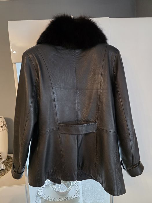 Kurtka skórzana z lisem naturalnym
