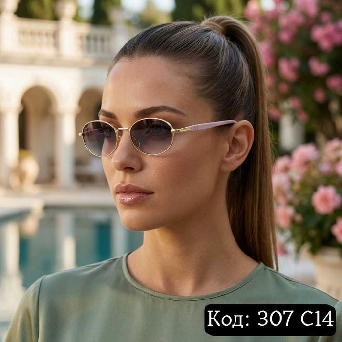 Жіночі сонцезахисні окуляри UV400 золоті Код 307 C14