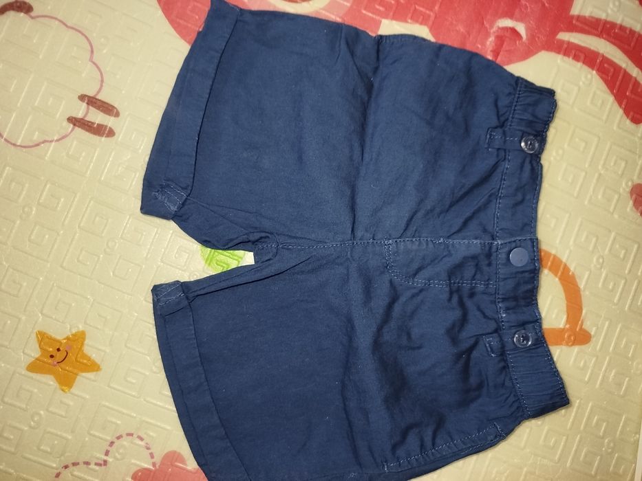 Шорти для хлопчика сині нарядні 80-86 , футболка біла дитяча 80-86