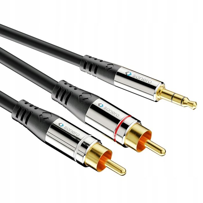 Kabel audio Sonero 1.5m mini jack RCA czarny