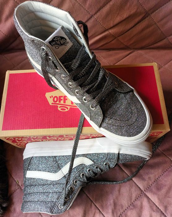 VANS old skool trampki wysokie brokatowe srebrne j.nowe r.38,5