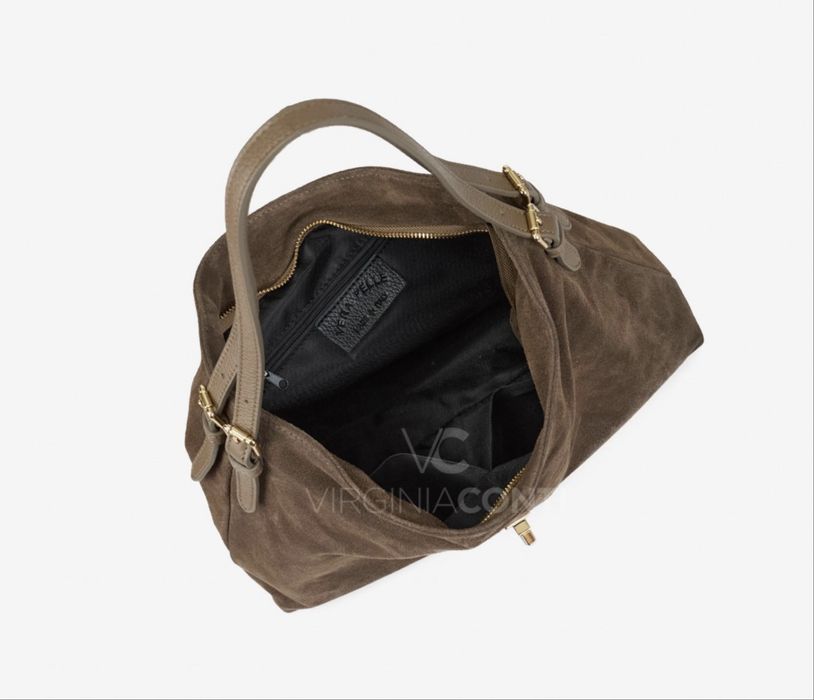 Замшева сумка бежева чорна Мягкая заишевая сумка бежевая черная