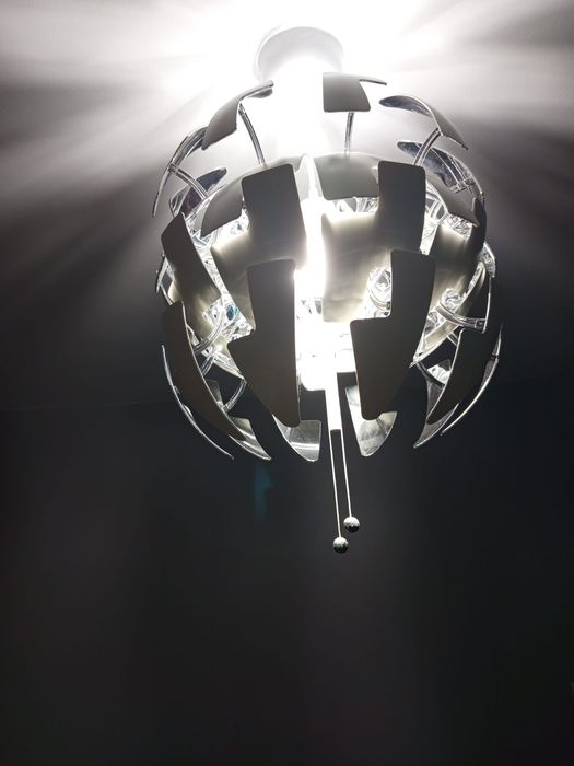 Candeeiro suspenso, branco/prateado, 35 cm