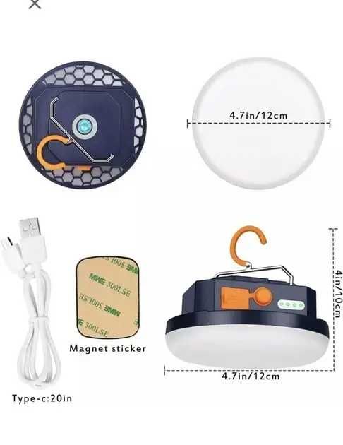 Акумуляторна LED лампа, кемпінговий ліхтар 7200 mAh, лед світильник