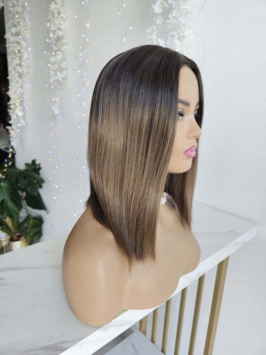Peruka Ava ombre bob imitacja skóry naturalny efekt