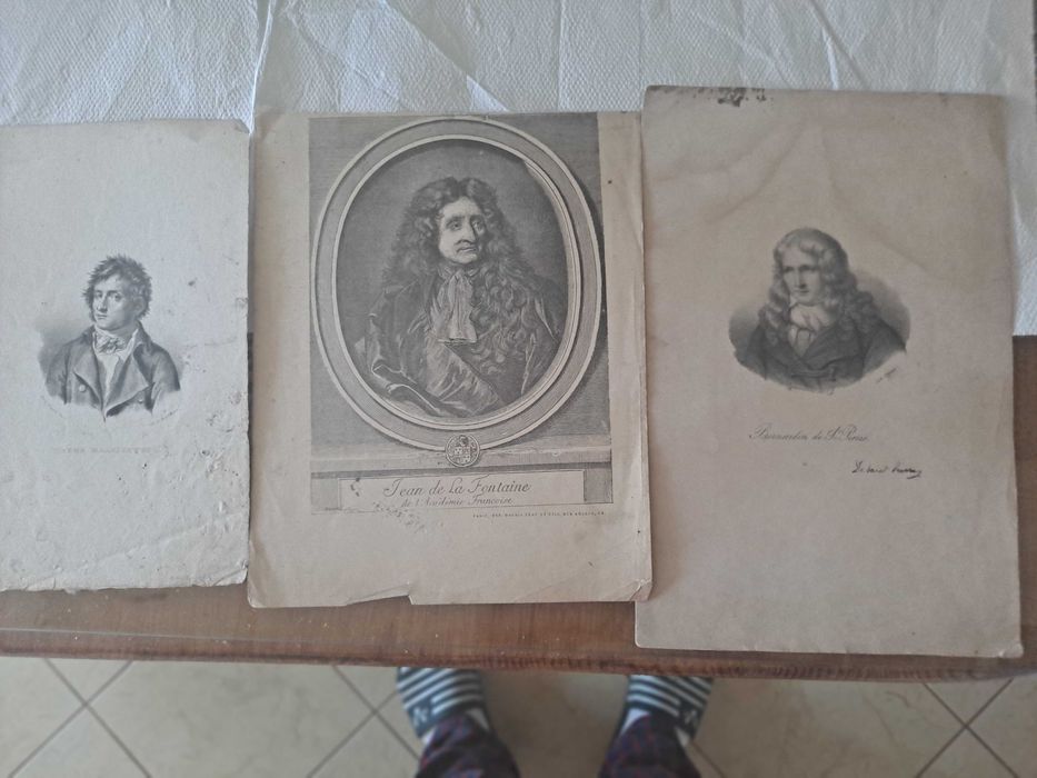 Zestaw 3 grafik postaci francuskich z  XIX w.