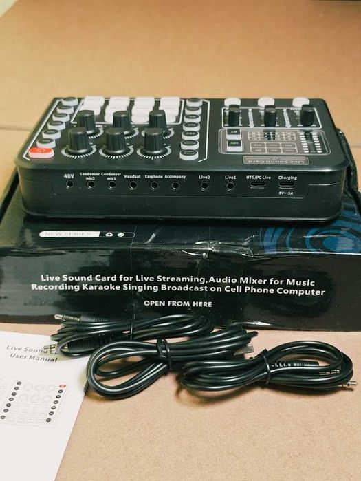 Consola de Som / Placa de Mistura Live Sound Card com Bluetooth e 48V (novo)