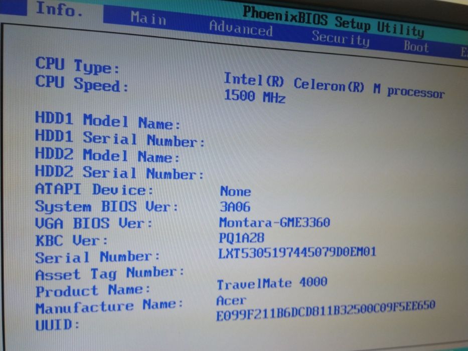 Acer Travel Mate 4000, Board a Funcionar