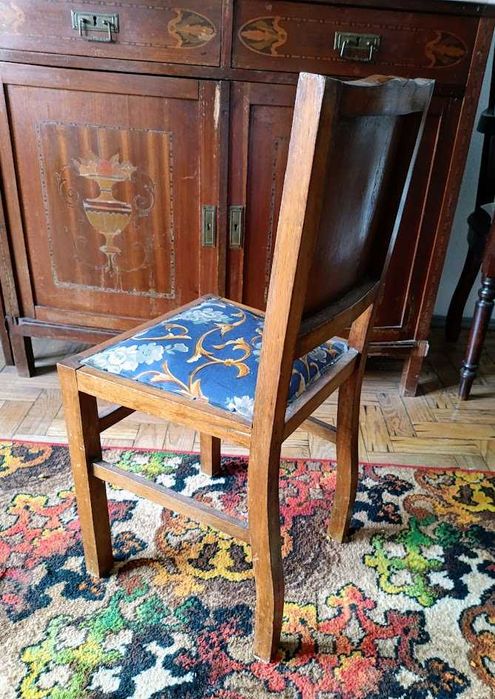 Cadeira madeira 1930 art déco com assento estofado para restauro