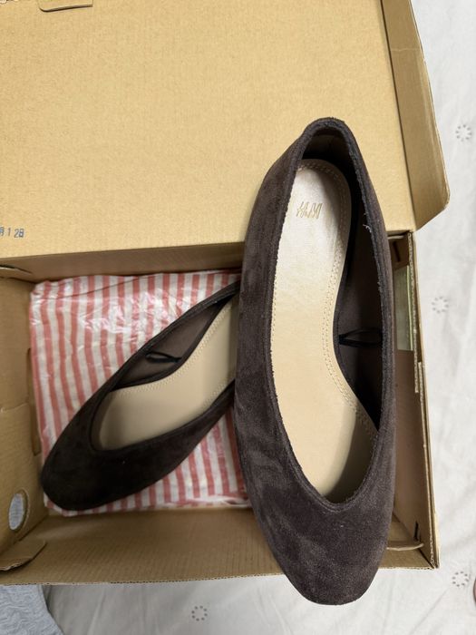 Мюли від hm замшеві, в шоколадному кольрі