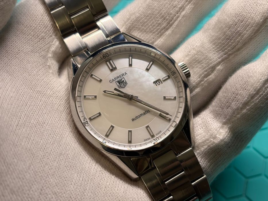 TAG Heuer Carrera Calibre 5 ― Tarcza z macicy perłowej ― Full Set