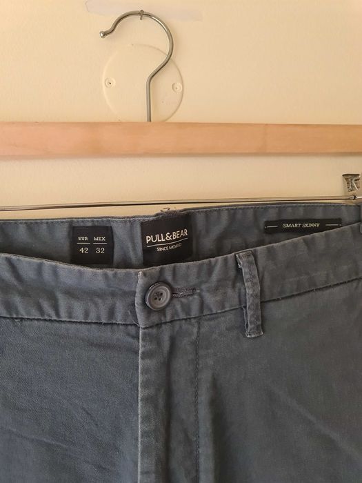 Calças de Sarja Azuis Clássicas Smart Skinny Pull & Bear - Tamanho 42