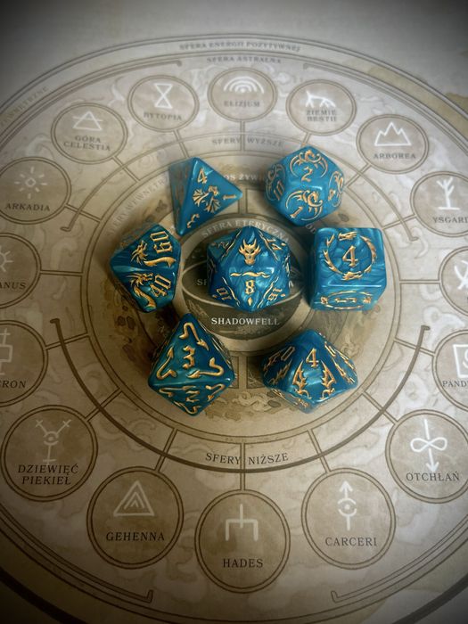 Kości Dice Smocze Niebieskie Kostki do RPG DnD dungeons & dragons warhammer