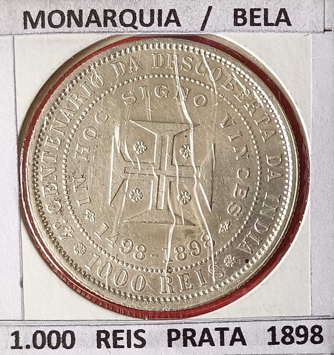10 Tostões 1.000 Réis Prata D. Carlos I & Rainha D. Amélia de Portugal