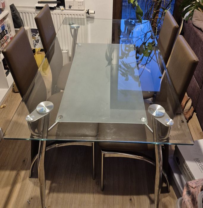 Szklany stół + krzesla