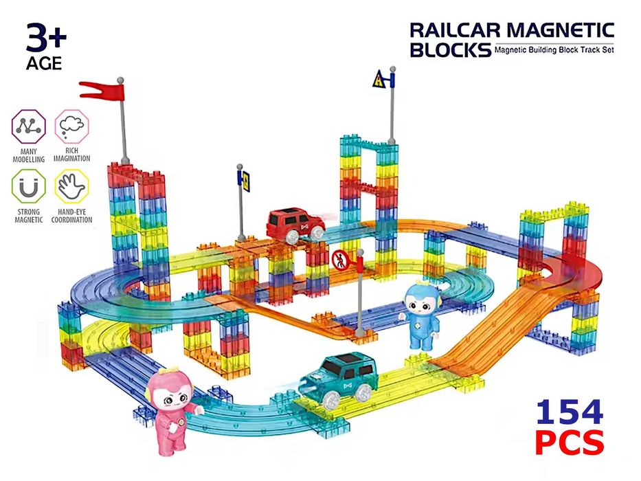Brinquedos Magneticos conjunto 154 peças circuito de corrida (novo)