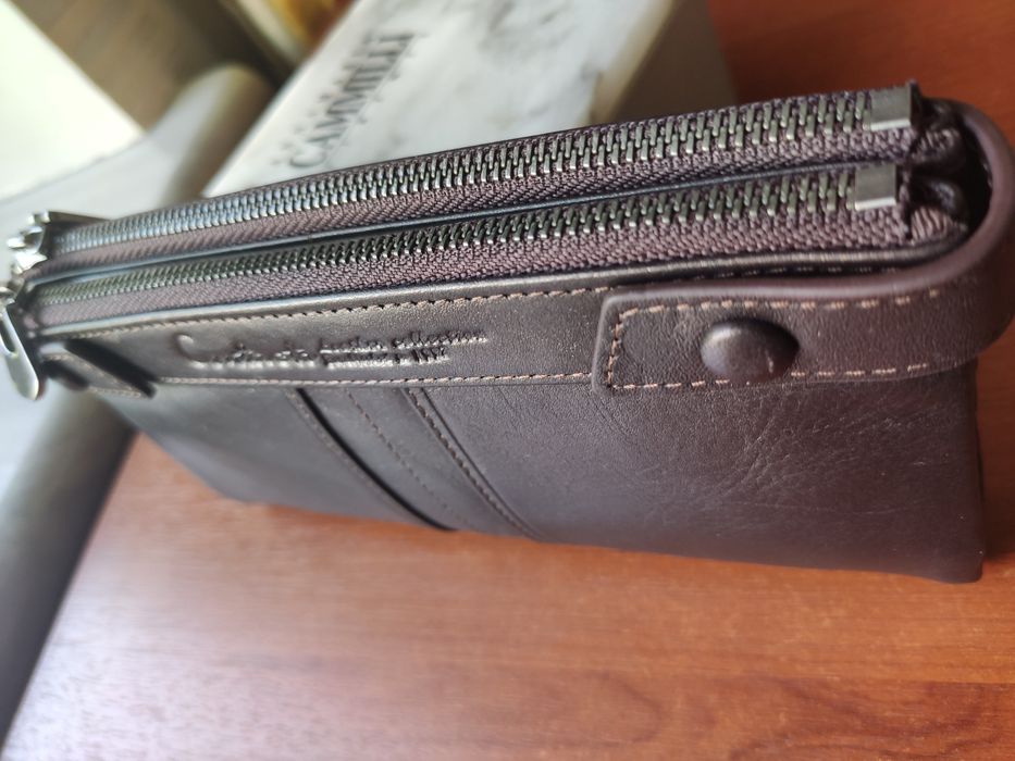 Кожаный женский Кошелек (гаманець) - Шоколад  и Черный