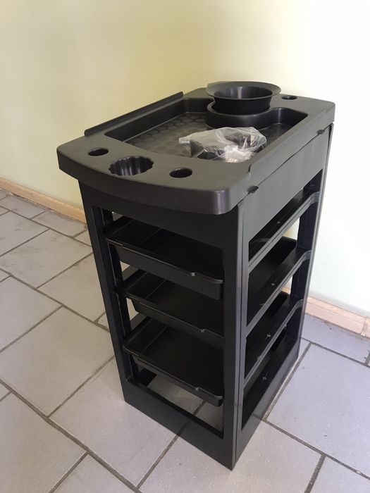 Тележка парикмахерская на 3 полочки черная