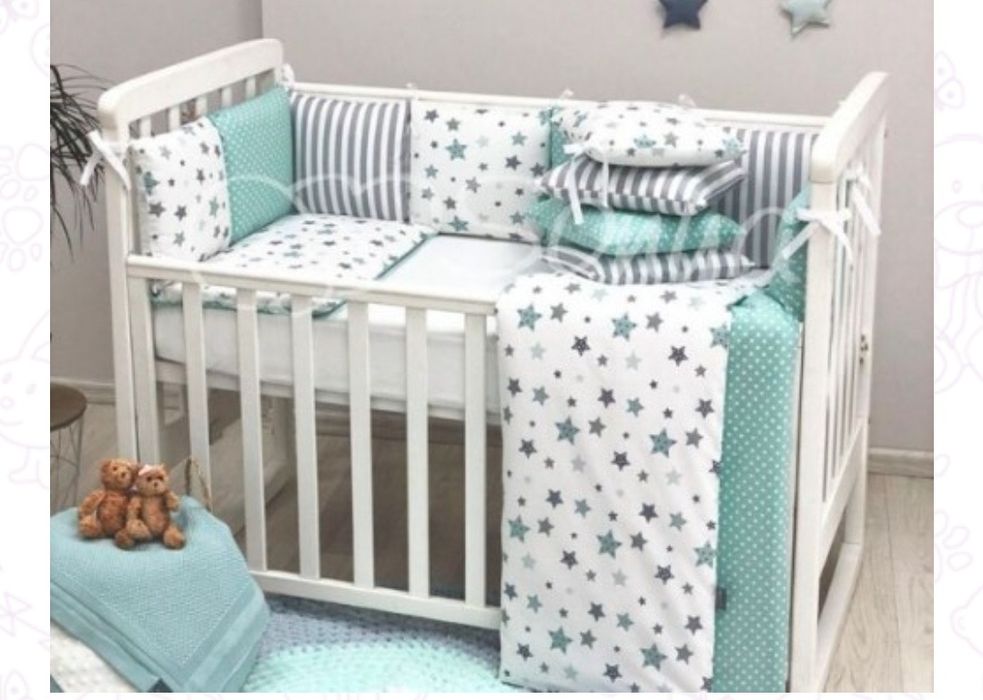 Постельный комплект ТМ Маленькая Соня"Baby  Design Stars серо-мятный"