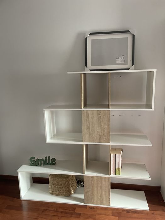 Estante modular branca e carvalho claro Conforama
