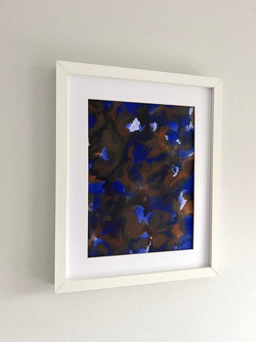Quadro - Pintura abstrata em acrílico com moldura