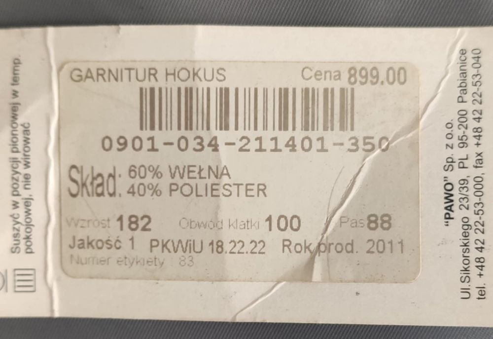 garnitur męski Pawo
