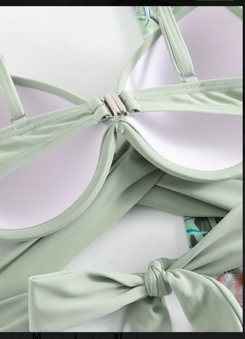 L Strój bikini kąpielowy 3 częściowy miętowy  plażowy