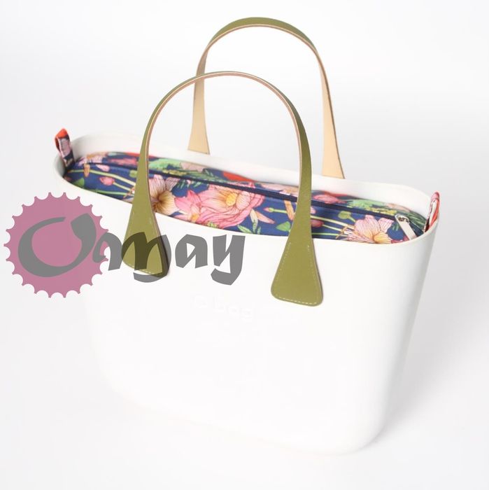 Granatowy organizer wkład do OBAG MINI kwiaty maki czerwone 2 kieszenie OMAY