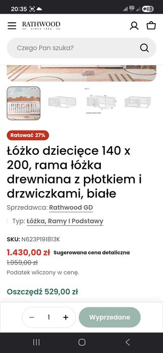 Łóżko Kojec dla dziecka