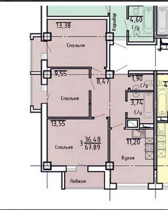 3 к.квартира в ЖК "17 Жемчужина" на Асташкина, 376369